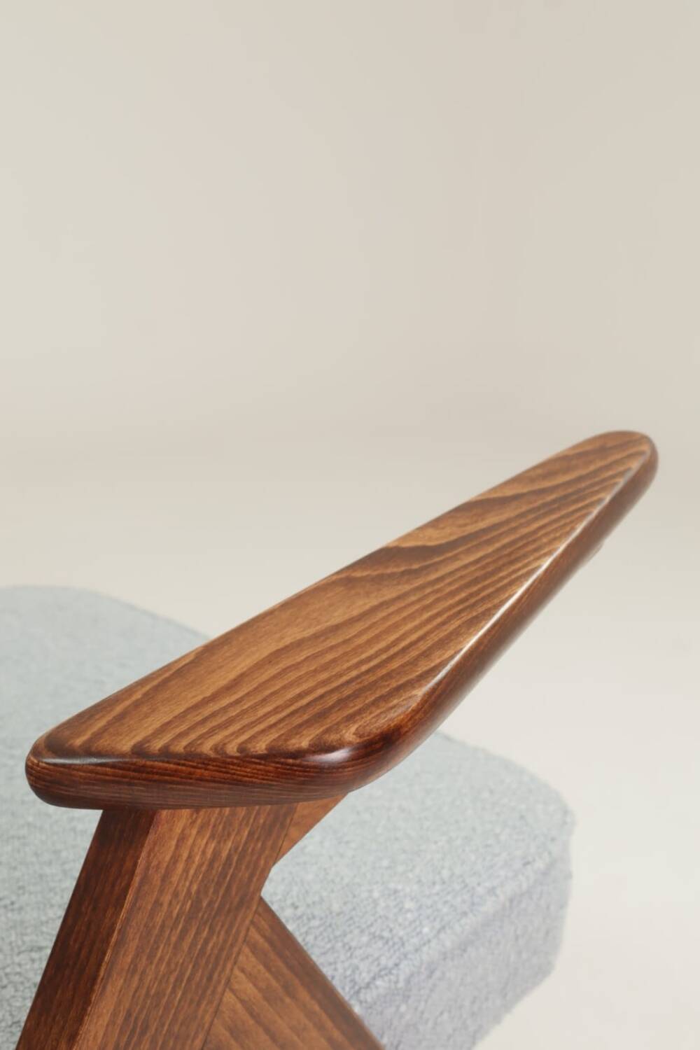 Fauteuil Lounge Vintage Bouclè Bleu Bébé Noyer Foncé, 1960