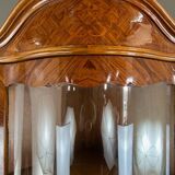 Corner display case in marquetry, 20th century