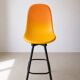 Lot de 4 tabourets de bar design sculptural – coques texturées bicolor