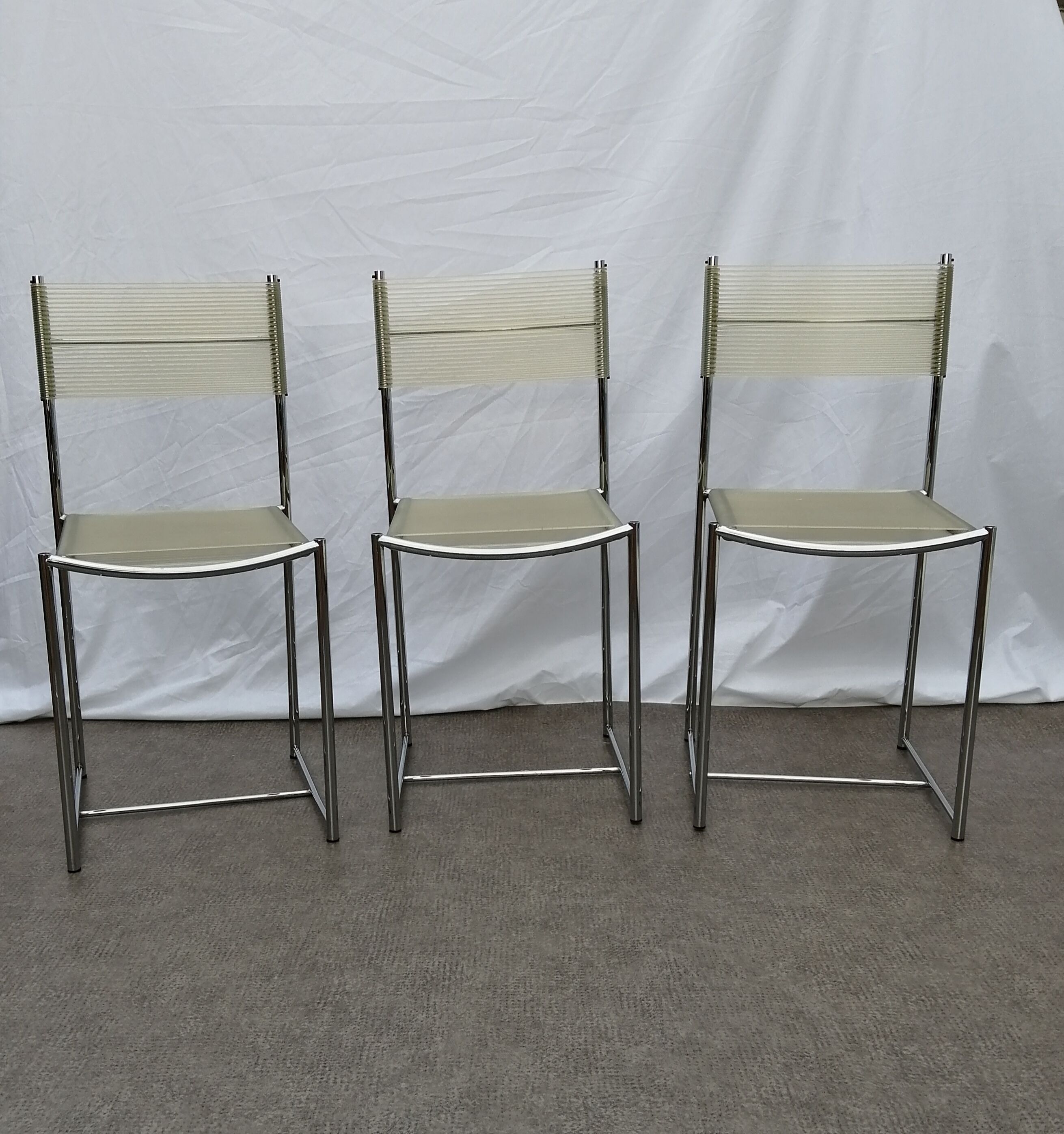 Set of 6 chrome spaghetti chairs model 101 of Belotti for Alias of the 70s-80s
