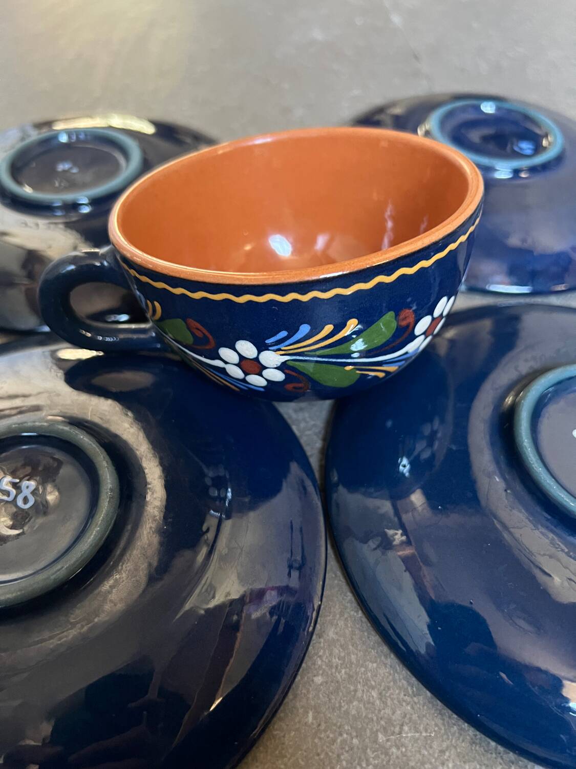 4 teacups and saucers