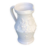 Carafe, pitcher signed Émile Tessier, Old France, in slip, ceramic