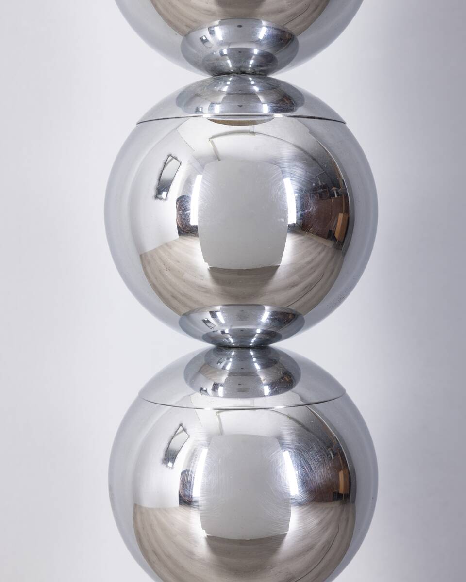 Vintage 1970s floor lamp with chromed metal spheres, Italian design
