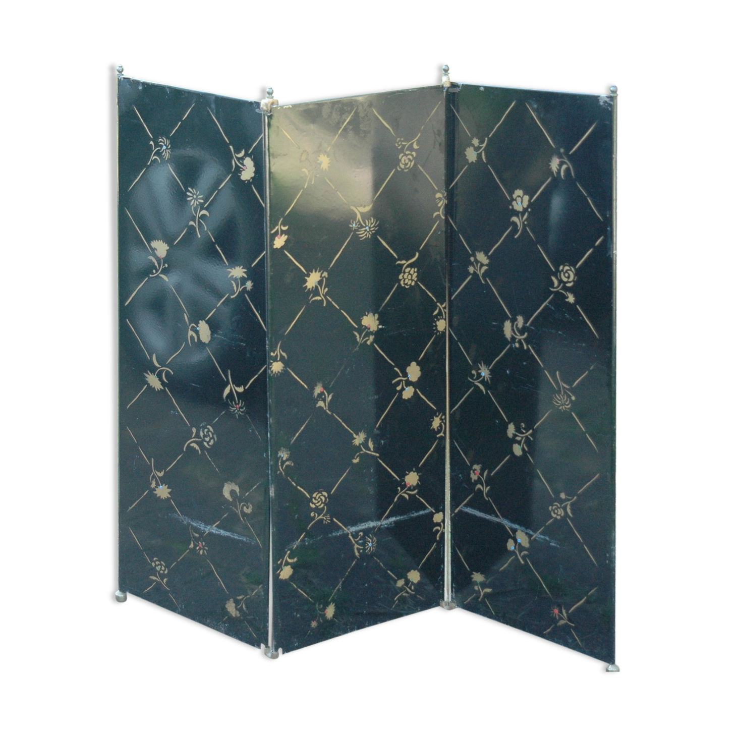 old fire screen in decoré steel 1900