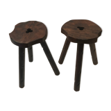 Pair of savoyard-style tripod pine stools