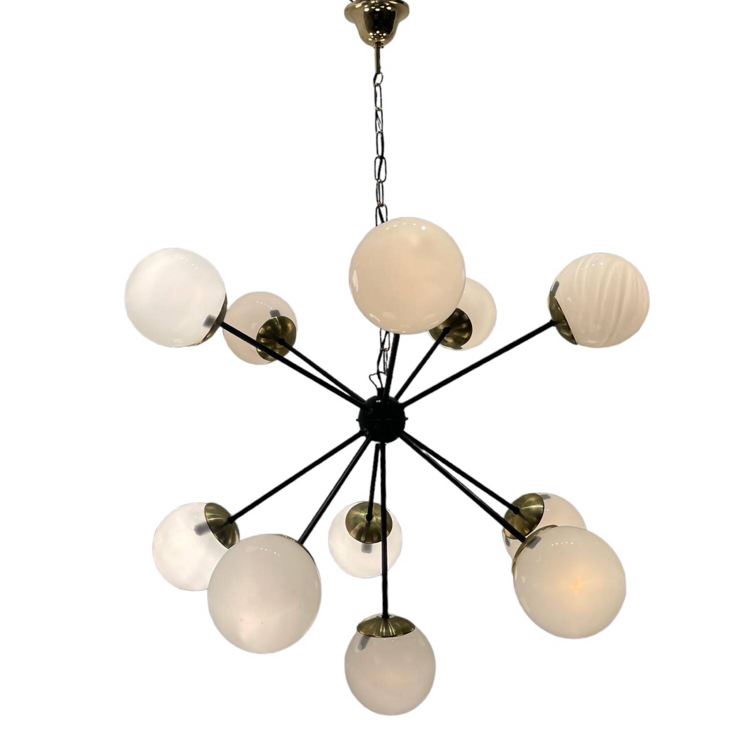 Lustre Spoutnik en Laiton Noir 10 Lumières Années 1990