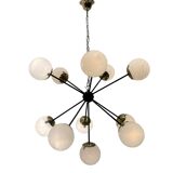 Lustre Spoutnik en Laiton Noir 10 Lumières Années 1990