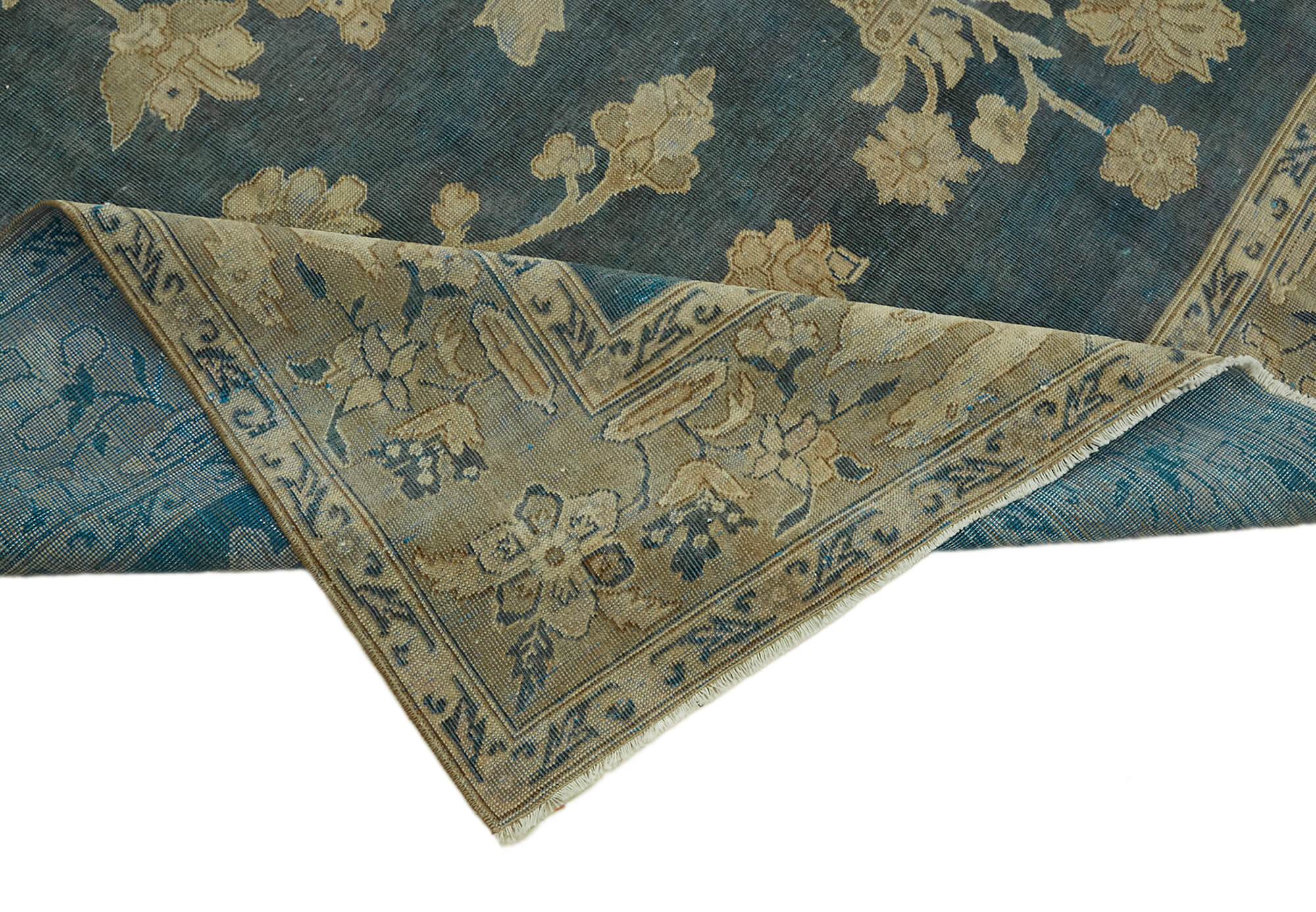 Handmade oriental decorative 1980s 237 cm x 313 cm beige wool carpet