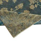 Handmade oriental decorative 1980s 237 cm x 313 cm beige wool carpet