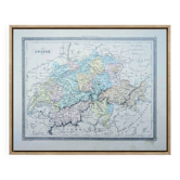 Switzerland, old map, printed in 1852. Authentic.