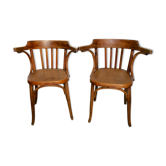 Paire de fauteuils de bistrot Fischel en bois courbé