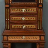 Rare small marquetry display cabinet, louis xvi style – mid 19th century