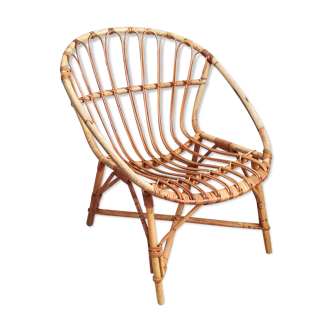 Fauteuil coquille en rotin