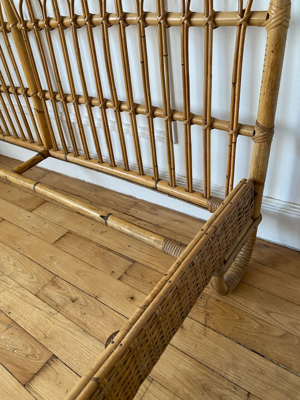 Vintage rattan bed two people