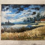 Henry d'Avesnes (1907-1999) Waterside Landscape. Oil on panel