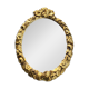 Hollywood Regency style oval Victorian mirror. In antique gold wood. 31 x 21cm