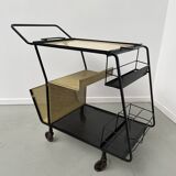 Perforated metal serving trolley style Mathieu Matégot
