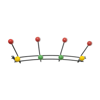 Vintage coat rack with 8 multicolored pads
