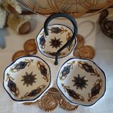 Serving dish in 3 parts + vintage wrought iron handle