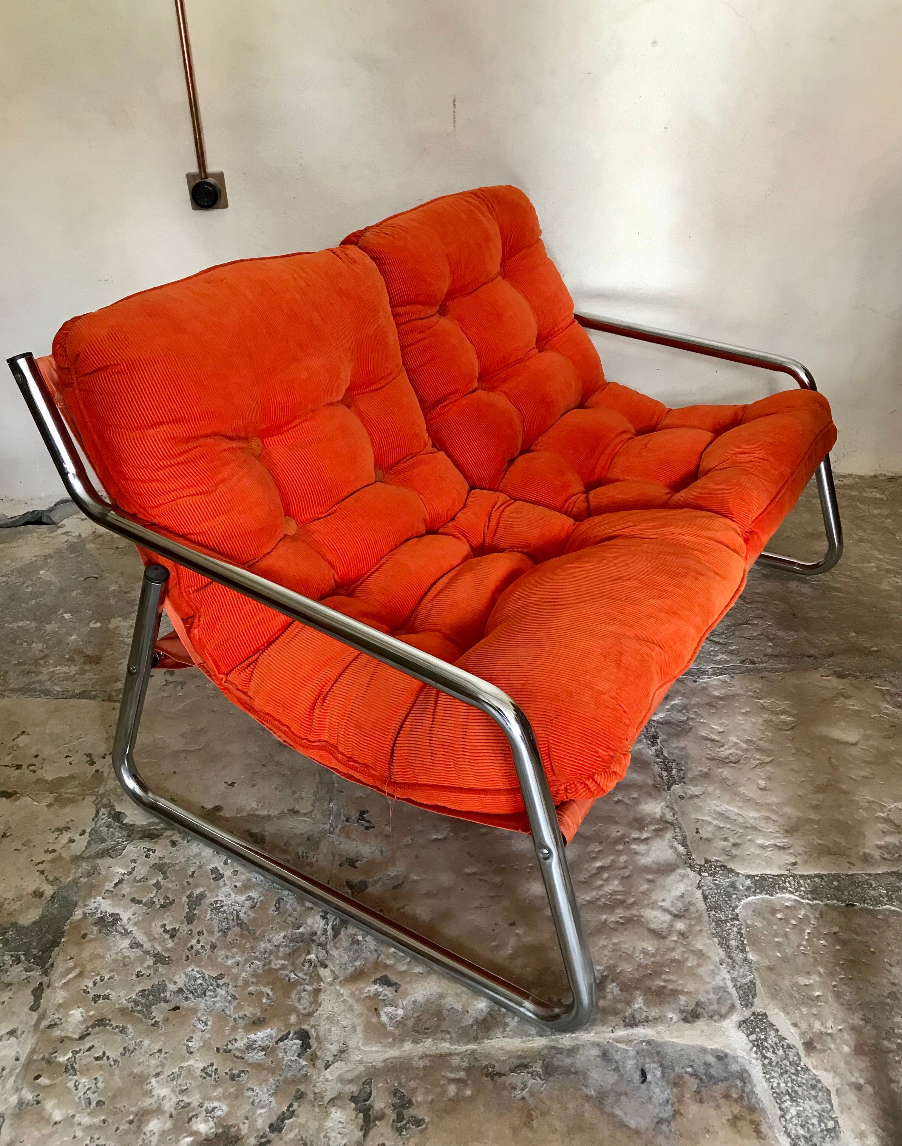 Vintage sofa 1970's pop tubing chrome