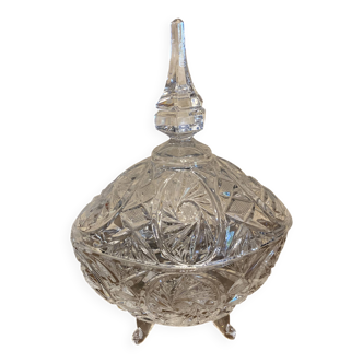 Bonbonnière sur pied en cristal taillé, seconde moitié du XXème s.