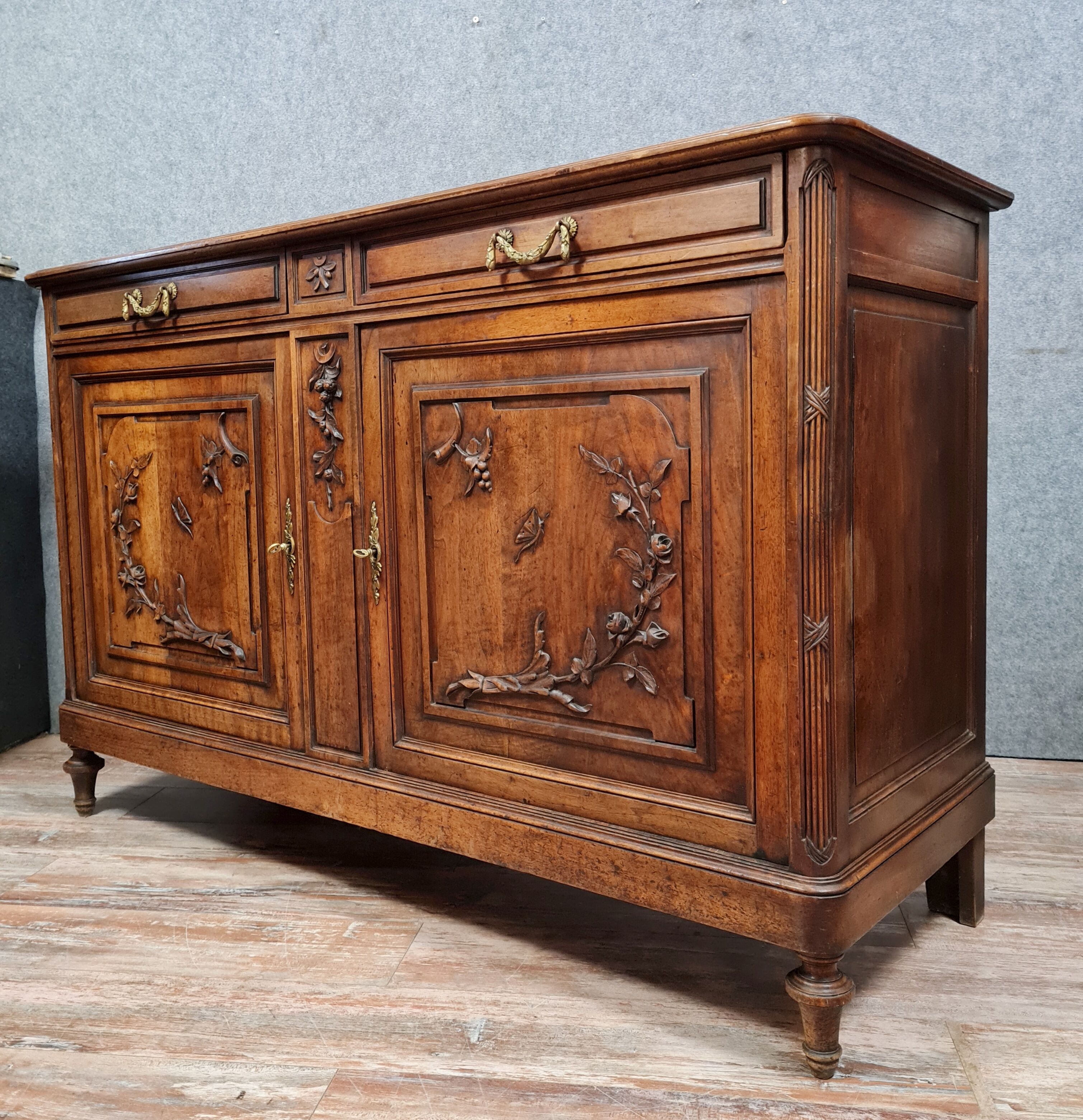 Louis XVI style sideboard in solid walnut around 1880