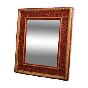 Miroir cuir rouge André Maillefert