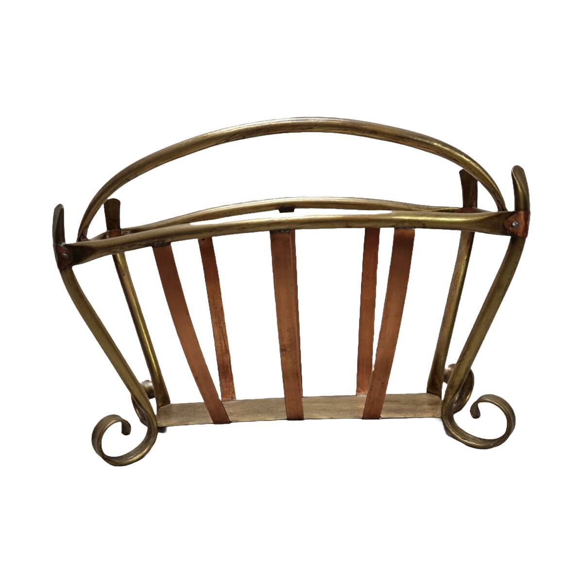 French Brass And Copper Design Magazine Holder, form around 1900