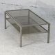 Double coffee table trays smoked glass steel. France, circa 1970