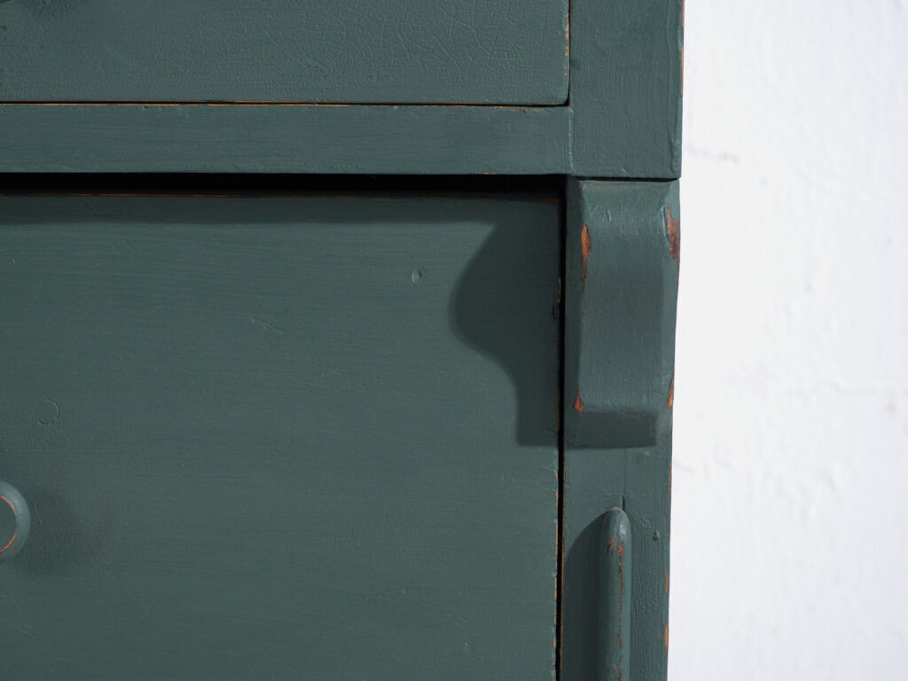 Antique painted pine chest of drawers – European rustic green chest of drawers – circa 1900