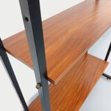 Vintage Italian modular teak and metal bookcase