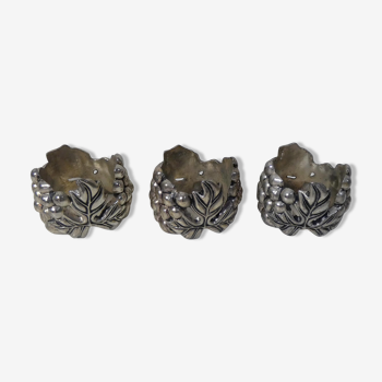 3 napkin rings Silea silver metal grape vine