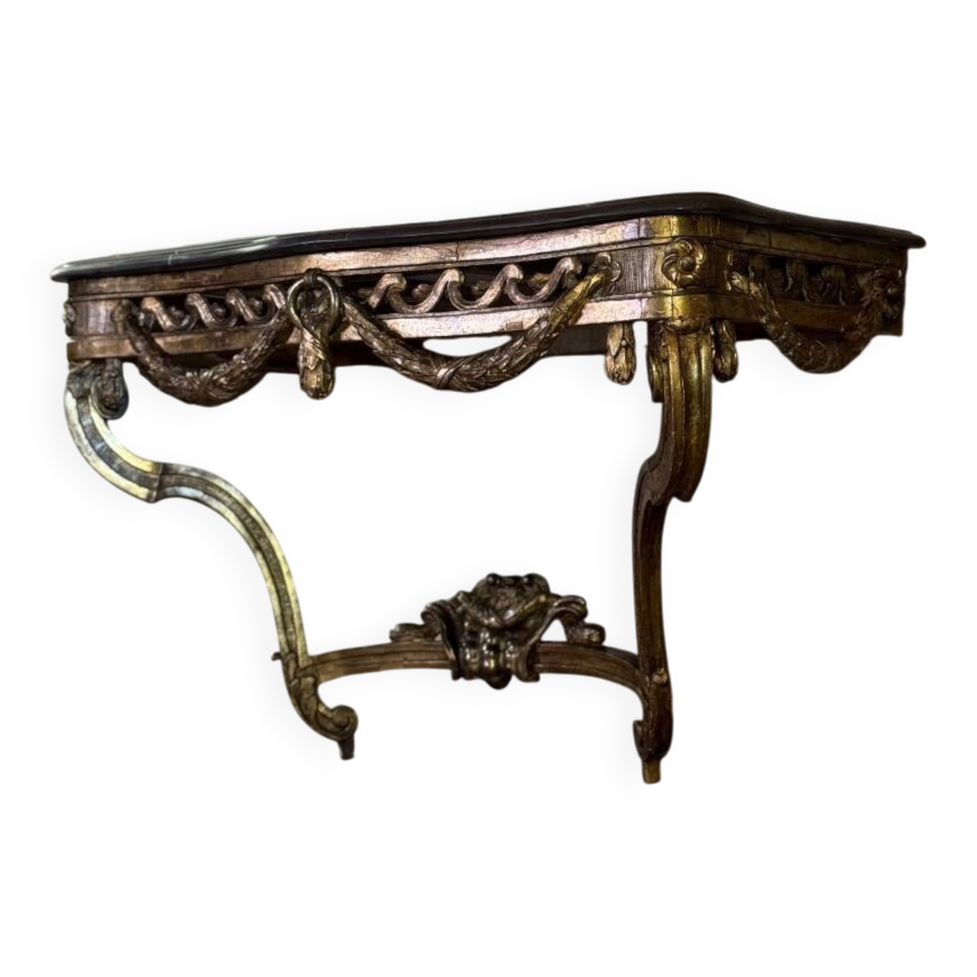 Transitional console in carved and gilded wood, France, 18th century