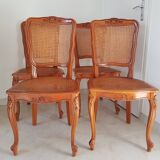 Set of 4 wooden and cane chairs in the Regency style