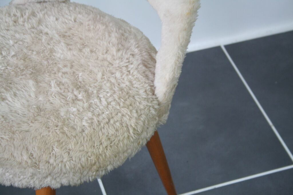 Vintage white barrel chair compass feet 1960