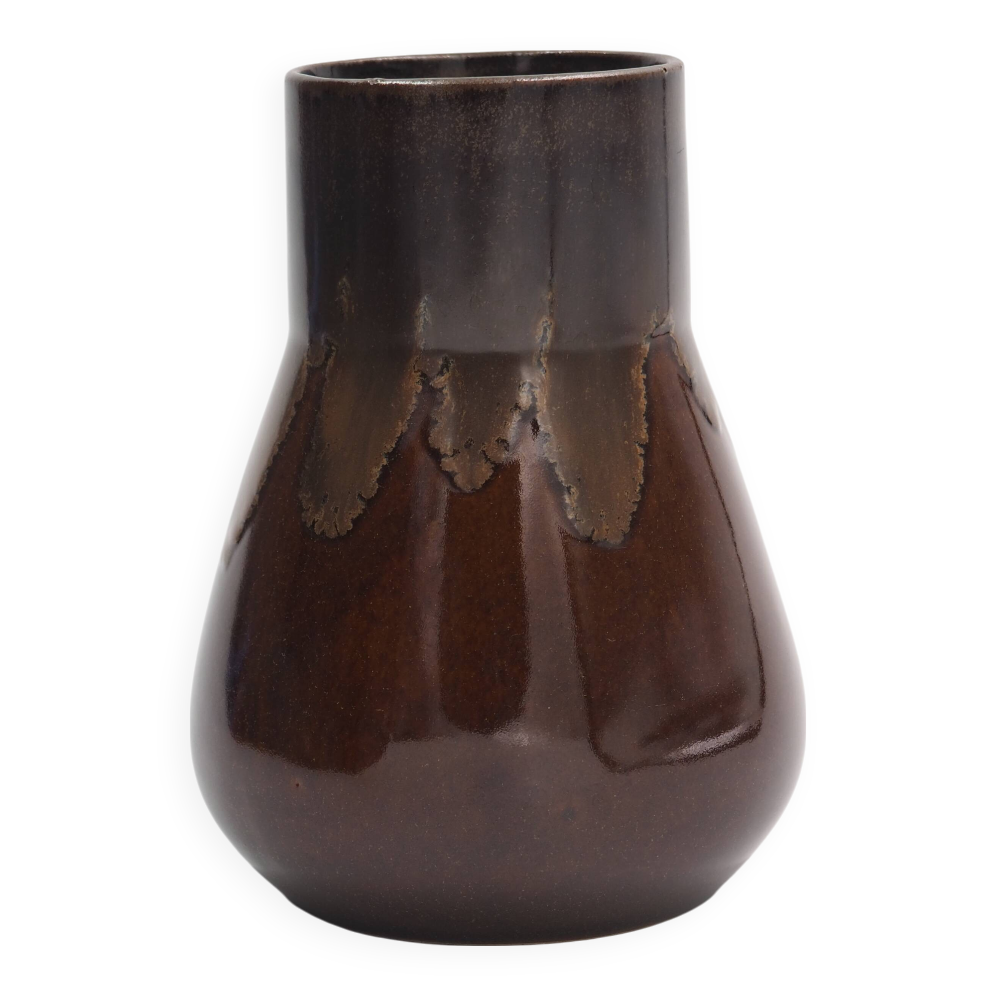 Small brown ceramic vase