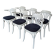 Ensemble de 6 chaises de salle à manger vintage en bois courbé blanc / fauteuil de style Thonet des années 1970
