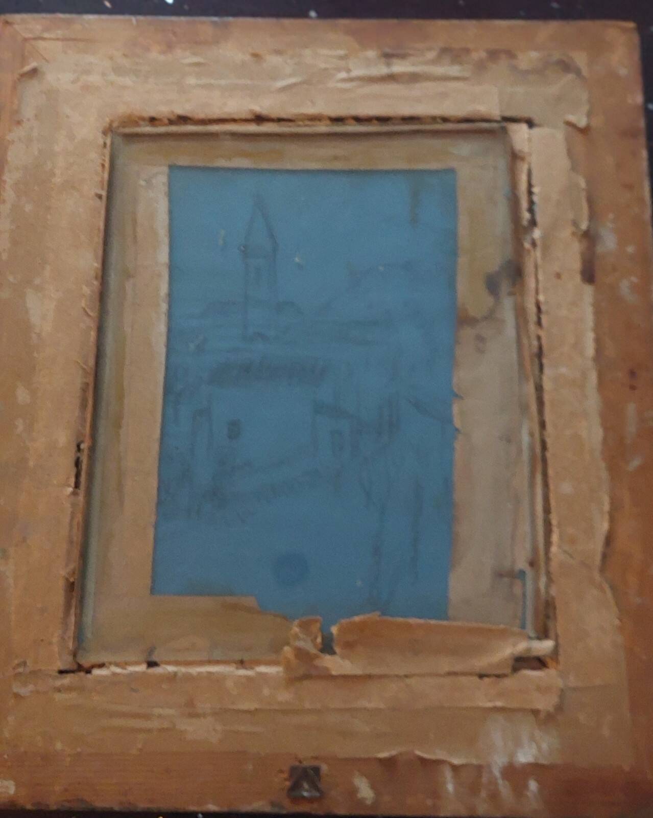 Old pastel painting on paper signed landscape Bartalini with frame.