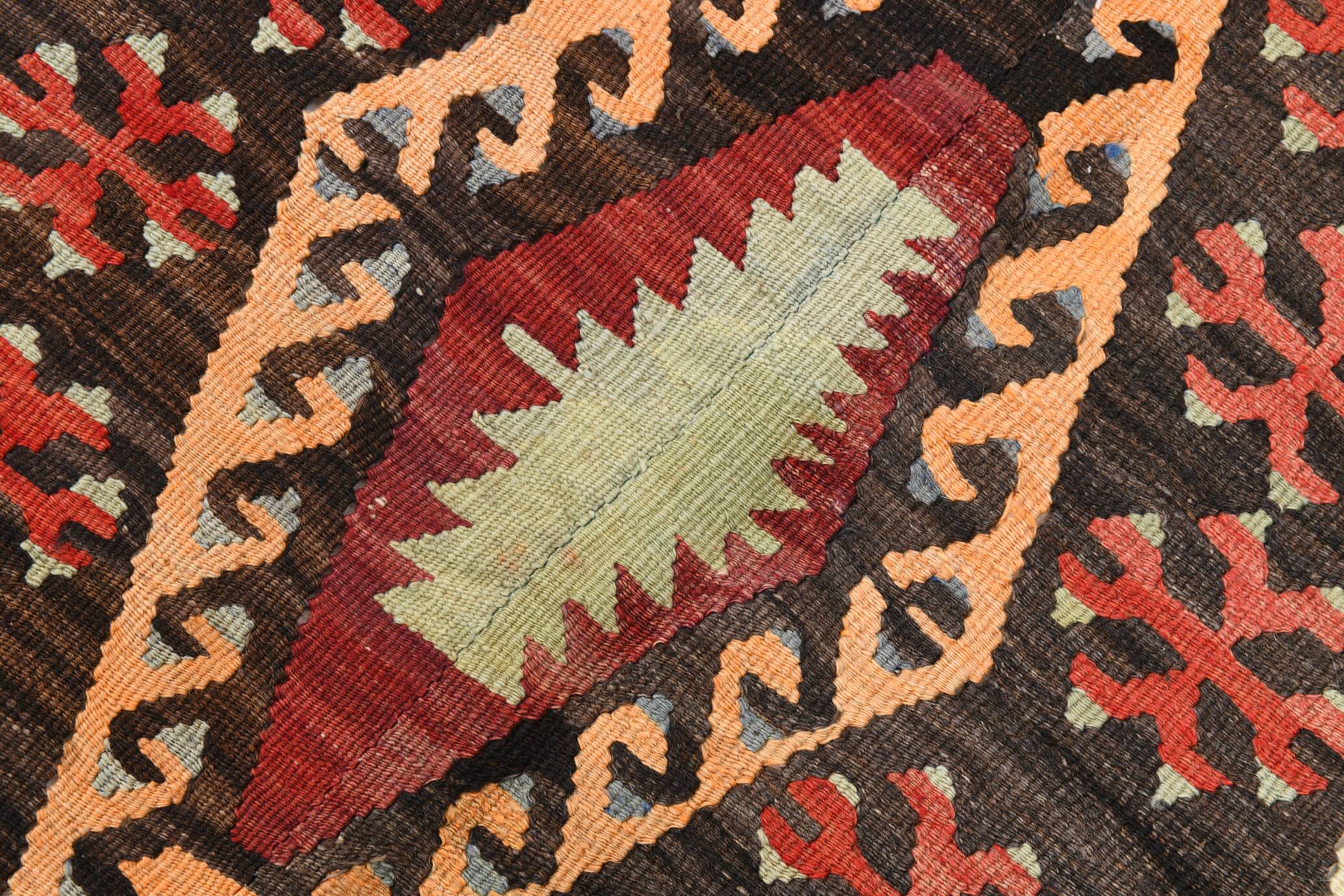 Pastel Tones Geometric Pattern Turkish Woven Wool Kilim Rug, 185x350 Cm