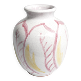Scandinavian Modern Ceramic Vase with Red & Yellow Leaves, Alingsås Keramik 1947