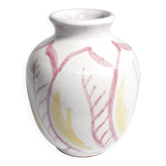 Vase en céramique moderne scandinave avec des feuilles rouges et jaunes, Alingsås Keramik 1947
