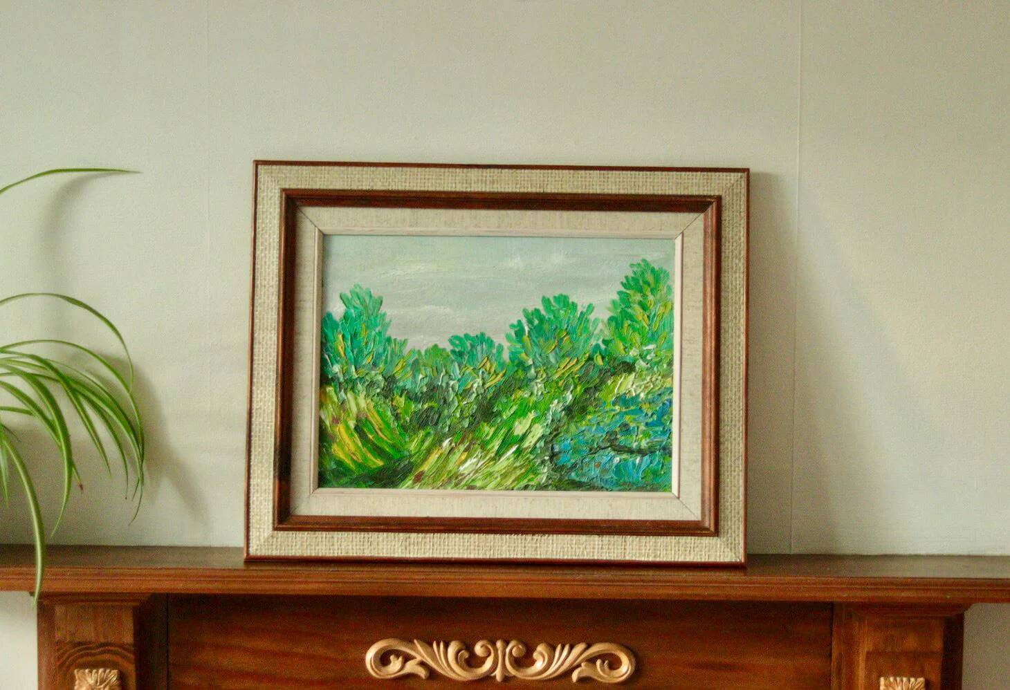 Original mid-century oil on canvas – "Vibrant Landscape"