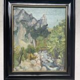 Paysage à l’huile post-impressionniste signé F. Gill