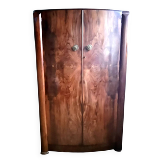 Small English Art Deco wardrobe in walnut veneer - The elegance of rarity