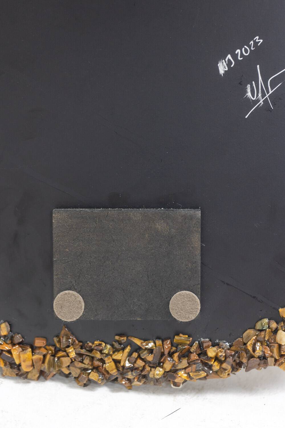Semi-precious stone mirror. Contemporary artisanal work.