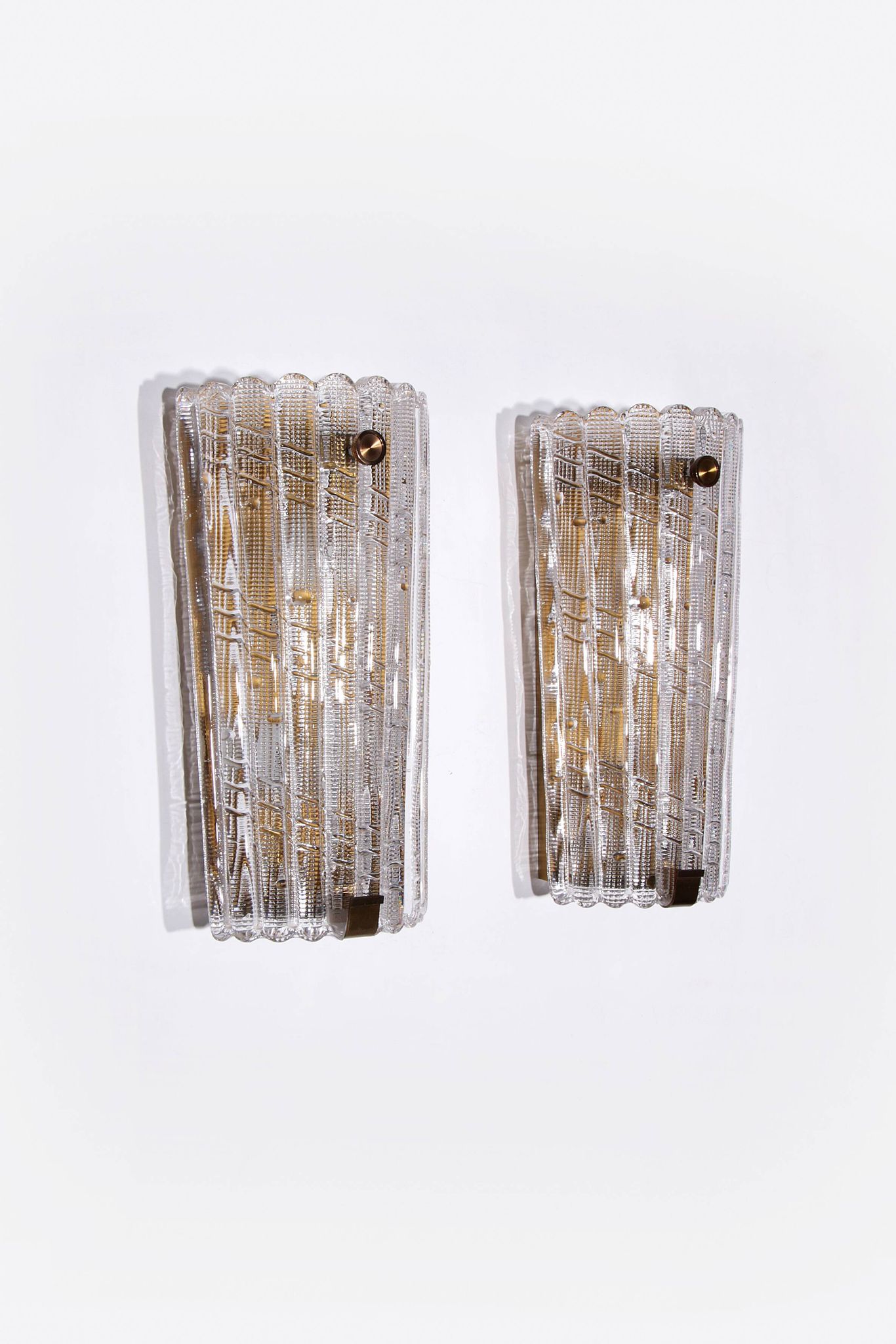 Orrefors Design XXL Wall lamps by Carl Fagerlund glass and brass, 1960s