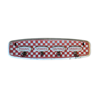 Vintage patère in enamelled sheet metal