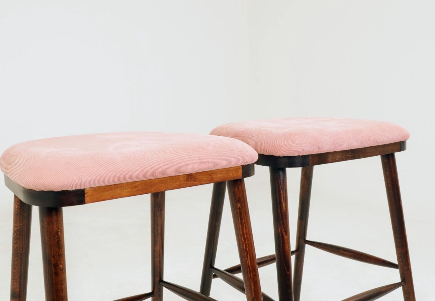 Tabourets de bar rosé velours côtelé Lot de 2