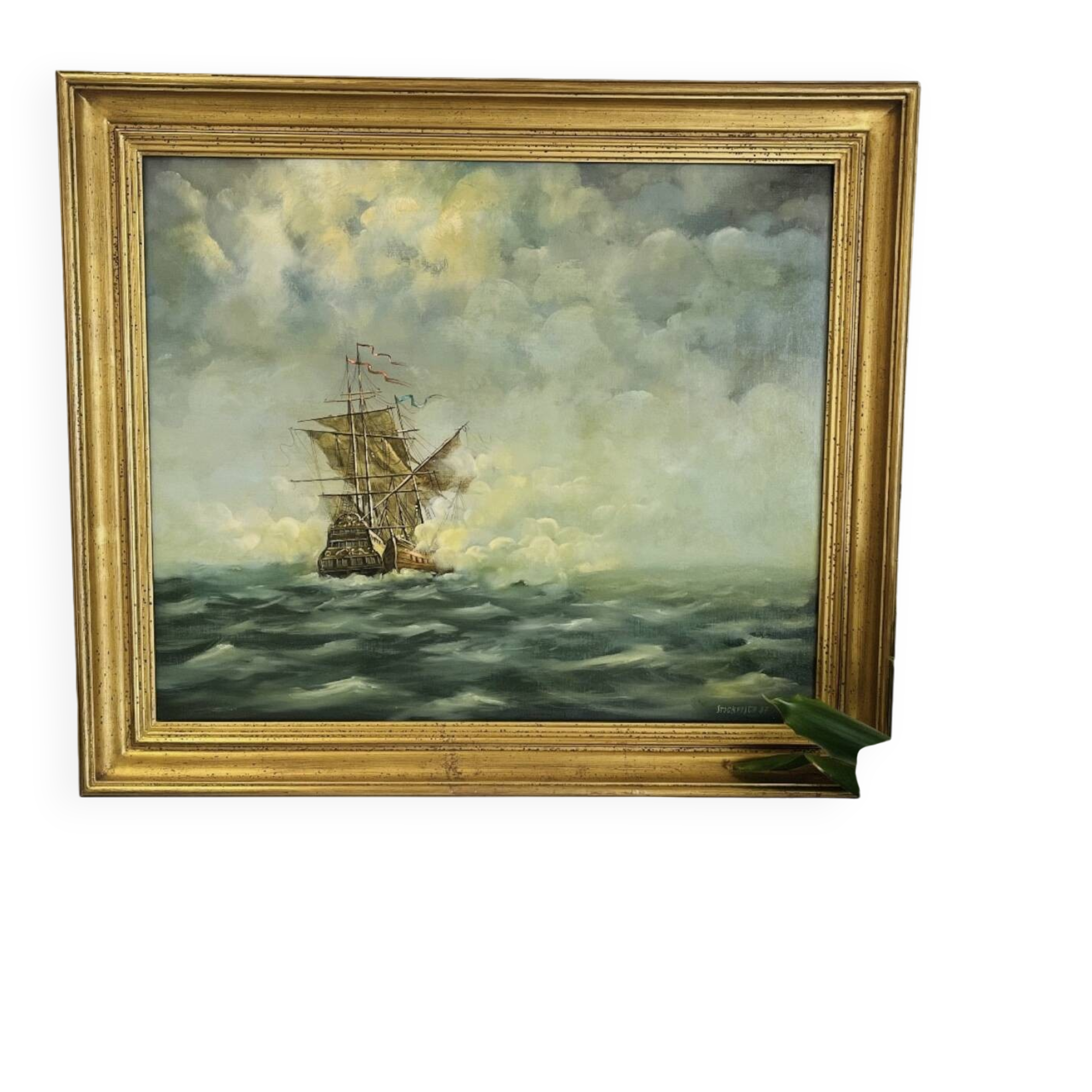 Oil on canvas marine — signed Stockfisch 87
