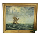 Oil on canvas marine — signed Stockfisch 87